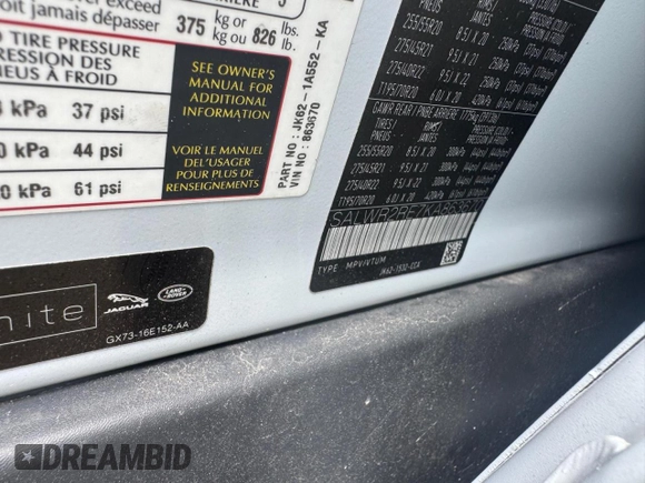 2019 Land Rover Range Rover Sport Dynamic с VIN SALWR2RE7KA863670, выставлен на аукционе Copart как лот 63642995 с пробегом 50 004 миль миль и Списание • Salvage title. История ставок и продаж доступна на DreamBid. Изображение 10.
