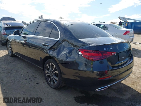 2023 Mercedes-Benz C 300 with VIN W1KAF4GB0PR115775, listed as a IAAI auction lot 41591564 with 22,332 mi miles and . Bid and sale history available at DreamBid. Image 3.