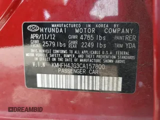 2012 Hyundai Azera z VIN KMHFH4JG3CA157800, wystawiony jako Copart lot #56370845 z przebiegiem 87 180 mil mil oraz Szkoda całkowita • Salvage title. Historia ofert i sprzedaży dostępna na DreamBid. Obrazek 12.