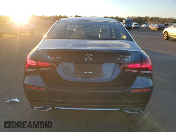 2022 Mercedes-Benz A 220 with VIN W1K3G4FBXNJ366595, listed as a Copart auction lot 41564805 with 33,487 mi miles and Salvage Title. Bid and sale history available at DreamBid. Image 6.