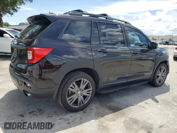 2021 Honda Passport EX-L with VIN 5FNYF7H58MB005187, listed as a Copart auction lot 60414535 with 75,208 mi miles and Salvage title. Bid and sale history available at DreamBid. Image 3.