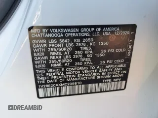 2021 Volkswagen Atlas SE with VIN 1V2RE2CAXMC209810, listed as a Copart auction lot 48430845 with 72,215 mi miles and Non repairable. Bid and sale history available at DreamBid. Image 14.