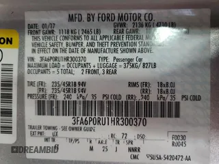 2017 Ford Fusion Hybrid Titanium z VIN 3FA6P0RU1HR300370, wystawiony jako Copart lot #65206605 z przebiegiem 150 424 mil mil oraz Czysty tytuł • Clean title. Historia ofert i sprzedaży dostępna na DreamBid. Obrazek 12.