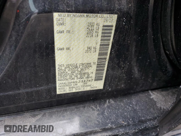 2014 Nissan Altima 2.5 S with VIN 1N4AL3AP4EN234747, listed as a Copart auction lot 43046755 with 90,059 mi miles and Salvage Title. Bid and sale history available at carsss.com. Image 12.