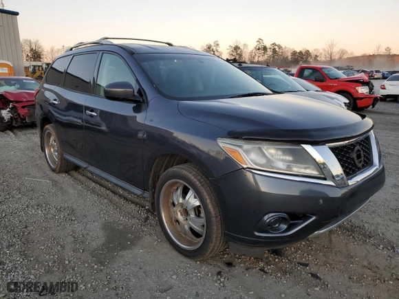 2013 Nissan Pathfinder SV with VIN 5N1AR2MN9DC650277, listed as a Copart auction lot 46454425 with 106,015 mi miles and Salvage Title. Bid and sale history available at carsss.com. Image 4.