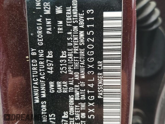 2016 Kia Optima LX z VIN 5XXGT4L3XGG025113, wystawiony jako Copart lot #51310875 z przebiegiem 188 415 mil mil oraz Szkoda całkowita • Salvage title. Historia ofert i sprzedaży dostępna na DreamBid. Obrazek 12.