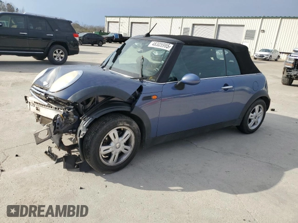 2005 MINI Convertible with VIN WMWRF33555TF62593, listed as a Copart auction lot 48305985 with 172,839 mi miles and Salvage title. Bid and sale history available at DreamBid. Image 1.