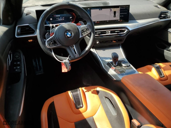 2023 BMW M3 Competition with VIN WBS33AY03PFP14557, listed as a Copart auction lot 73034224 with 10,085 mi miles and Salvage Title. Bid and sale history available at carsss.com. Image 8.