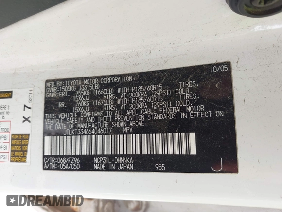2006 Scion xB с VIN JTLKT334664046017, выставлен на аукционе IAAI как лот 42504884 с пробегом 183 353 миль миль и . История ставок и продаж доступна на DreamBid. Изображение 9.