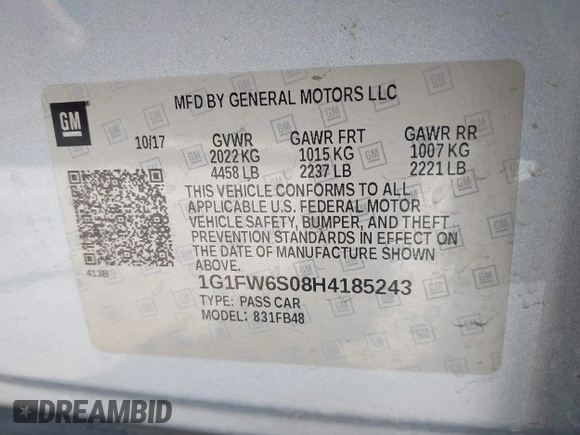 2017 Chevrolet Bolt EV LT z VIN 1G1FW6S08H4185243, wystawiony jako IAAI lot #42184763 z przebiegiem 78 347 mil mil oraz . Historia ofert i sprzedaży dostępna na DreamBid. Obrazek 9.