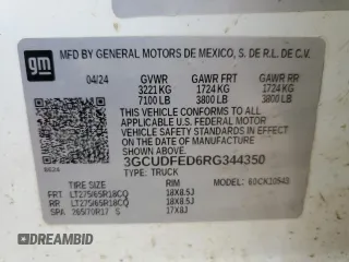 2024 Chevrolet Silverado 1500 with VIN 3GCUDFED6RG344350, listed as a Copart auction lot 52120675 with Not Provided miles and Salvage Title. Bid and sale history available at DreamBid. Image 12.