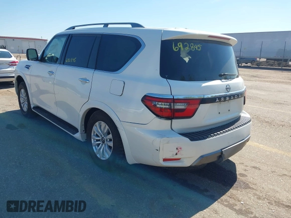 2023 Nissan Armada SV with VIN JN8AY2AD9P9692845, listed as a IAAI auction lot 42213250 with 59,880 mi miles and . Bid and sale history available at DreamBid. Image 3.
