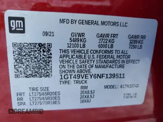 2022 GMC Sierra 3500HD AT4 z VIN 1GT49VEY6NF139511, wystawiony jako Copart lot #85117954 z przebiegiem 39 144 mil mil oraz Szkoda całkowita • Salvage title. Historia ofert i sprzedaży dostępna na DreamBid. Obrazek 13.