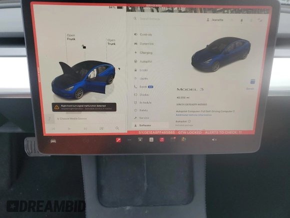 2023 Tesla Model 3 с VIN 5YJ3E1EA8PF465885, выставлен на аукционе Copart как лот 48393865 с пробегом 40 558 миль миль и Списание • Salvage title. История ставок и продаж доступна на DreamBid. Изображение 9.