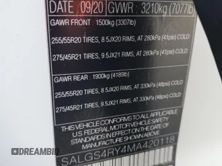 2021 Land Rover Range Rover z VIN SALGS4RY4MA420118, wystawiony jako Copart lot #45994815 z przebiegiem 48 284 mil mil oraz Szkoda całkowita • Salvage title. Historia ofert i sprzedaży dostępna na DreamBid. Obrazek 13.