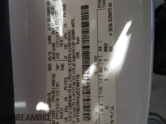 2018 Ford F-250 XL z VIN 1FT7W2B65JEC60716, wystawiony jako Copart lot #52326705 z przebiegiem 128 780 mil mil oraz Szkoda całkowita • Salvage title. Historia ofert i sprzedaży dostępna na DreamBid. Obrazek 13.