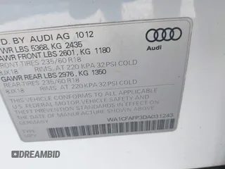 2013 Audi Q5 Premium with VIN WA1CFAFP3DA031243, listed as a IAAI auction lot 41670607 with 87,473 mi miles. Bid and sale history available at carsss.com. Image 9.