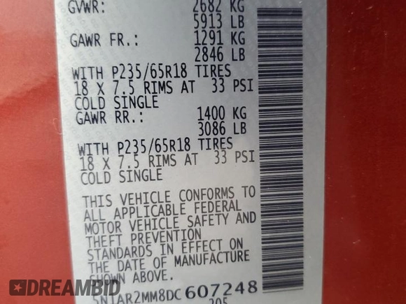 2013 Nissan Pathfinder SV z VIN 5N1AR2MM8DC607248, wystawiony jako Copart lot #53570505 z przebiegiem 153 931 mil mil oraz Nie do naprawy • Non repairable. Historia ofert i sprzedaży dostępna na DreamBid. Obrazek 13.