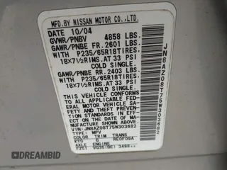 2005 Nissan Murano SL z VIN JN8AZ08T75W303682, wystawiony jako IAAI lot #42107611 z przebiegiem 161 340 mil mil oraz . Historia ofert i sprzedaży dostępna na DreamBid. Obrazek 9.