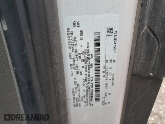2023 Ford Transit Cargo with VIN 1FTBR1C84PKA17131, listed as a Copart auction lot 54901755 with 85,188 mi miles and Salvage title. Bid and sale history available at DreamBid. Image 13.