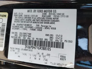 2016 Ford Fusion SE with VIN 3FA6P0H71GR388105, listed as a IAAI auction lot 42159443 with 235,599 mi miles and . Bid and sale history available at DreamBid. Image 9.