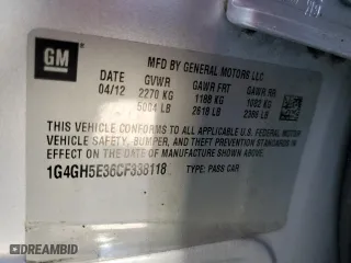 2012 Buick LaCrosse Premium 3 with VIN 1G4GH5E36CF338118, listed as a Copart auction lot 49688625 with 87,273 mi miles and Clean Title. Bid and sale history available at carsss.com. Image 12.