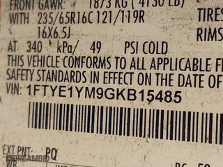 2016 Ford Transit Cargo Van with VIN 1FTYE1YM9GKB15485, listed as a IAAI auction lot 41757897 with 258,553 mi miles. Bid and sale history available at carsss.com. Image 9.