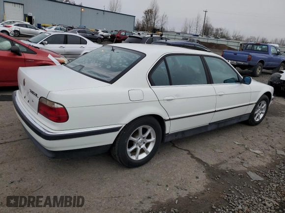 1997 BMW 7 Series 740il with VIN WBAGJ8320VDL44402, listed as a Copart auction lot 88988165 with 167,187 mi miles and Clean Title. Bid and sale history available at carsss.com. Image 3.