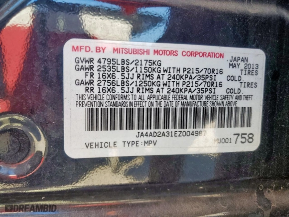 2014 Mitsubishi Outlander ES with VIN JA4AD2A31EZ004987, listed as a Copart auction lot 54104165 with 125,532 mi miles and Clean Title. Bid and sale history available at carsss.com. Image 13.