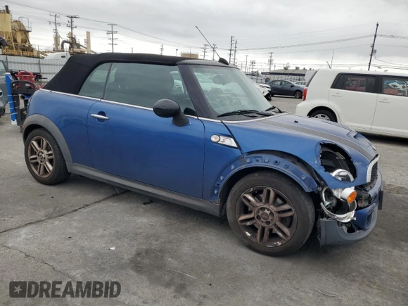 2012 MINI Convertible S with VIN WMWZP3C55CT250815, listed as a Copart auction lot 53583375 with 118,112 mi miles and Salvage title. Bid and sale history available at DreamBid. Image 4.