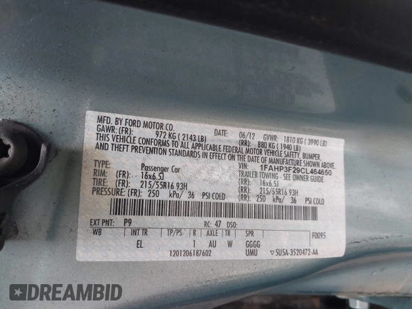 2012 Ford Focus SE with VIN 1FAHP3F29CL464650, listed as a IAAI auction lot 42495994 with 142,336 mi miles and . Bid and sale history available at DreamBid. Image 9.