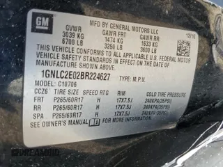 2011 Chevrolet Tahoe Commercial with VIN 1GNLC2E02BR224627, listed as a Copart auction lot 50222855 with 167,553 mi miles and Salvage title. Bid and sale history available at DreamBid. Image 13.