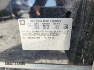 2015 Chevrolet Impala LT with VIN 2G1115SL1F9211883, listed as a Copart auction lot 65294035 with 167,969 mi miles and Salvage title. Bid and sale history available at DreamBid. Image 12.