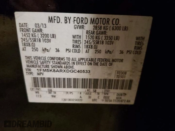 2013 Ford Police Interceptor Utility z VIN 1FM5K8ARXDGC40533, wystawiony jako Copart lot #47173185 z przebiegiem 176 801 mil mil oraz Czysty tytuł • Clean title. Historia ofert i sprzedaży dostępna na DreamBid. Obrazek 13.