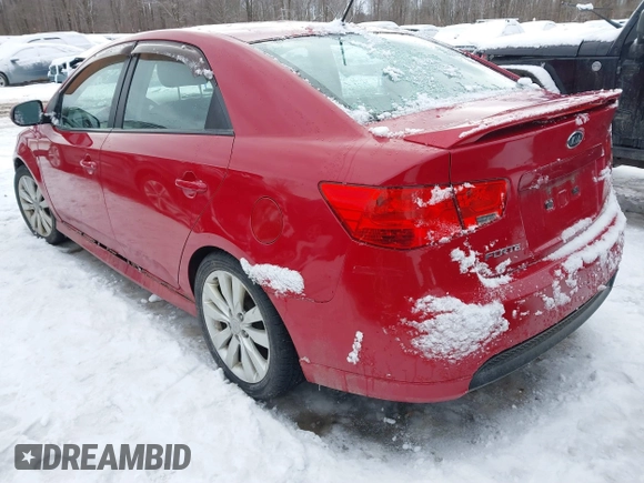 2013 Kia Forte SX with VIN KNAFW4A33D5693791, listed as a IAAI auction lot 41486906 with 154,579 mi miles. Bid and sale history available at carsss.com. Image 3.