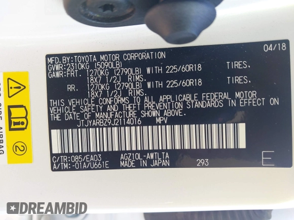 2018 Lexus NX 300 z VIN JTJYARBZ9J2114016, wystawiony jako IAAI lot #41600599 z przebiegiem 106 012 mil mil oraz . Historia ofert i sprzedaży dostępna na DreamBid. Obrazek 9.