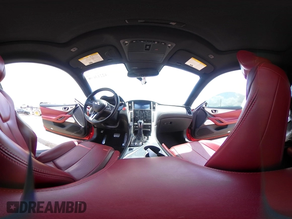 2018 Infiniti Q60 Red Sport 400 with VIN JN1FV7EL9JM630801, listed as a IAAI auction lot 42213699 with 76,759 mi miles and . Bid and sale history available at DreamBid. Image 19.