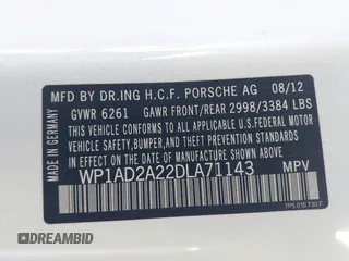 2013 Porsche Cayenne GTS with VIN WP1AD2A22DLA71143, listed as a IAAI auction lot 41287138 with 143,434 mi miles and . Bid and sale history available at DreamBid. Image 9.