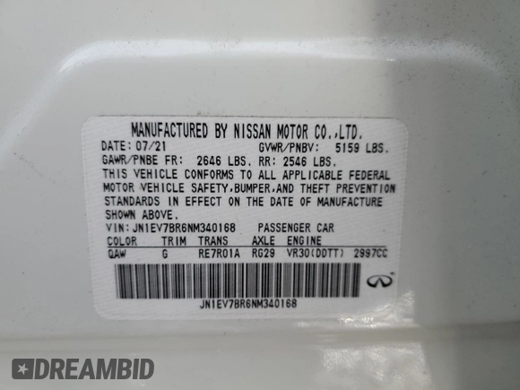 2022 Infiniti Q50 Luxe z VIN JN1EV7BR6NM340168, wystawiony jako Copart lot #44747675 z przebiegiem 33 653 mil mil oraz Szkoda całkowita • Salvage title. Historia ofert i sprzedaży dostępna na DreamBid. Obrazek 12.