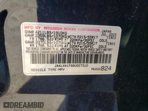 2006 Mitsubishi Outlander SE with VIN JA4LX41F66U007310, listed as a Copart auction lot 77763124 with 100,283 mi miles and Salvage Title. Bid and sale history available at carsss.com. Image 12.
