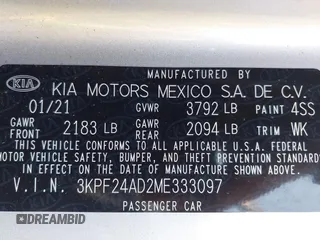 2021 Kia Forte LXS z VIN 3KPF24AD2ME333097, wystawiony jako IAAI lot #42171293 z przebiegiem 29 875 mil mil oraz . Historia ofert i sprzedaży dostępna na DreamBid. Obrazek 9.