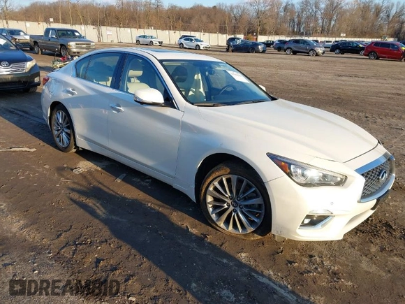 2021 Infiniti Q50 Luxe z VIN JN1EV7BR1MM755462, wystawiony jako IAAI lot #41559105 z przebiegiem 56 016 mil mil oraz . Historia ofert i sprzedaży dostępna na DreamBid. Obrazek 1.