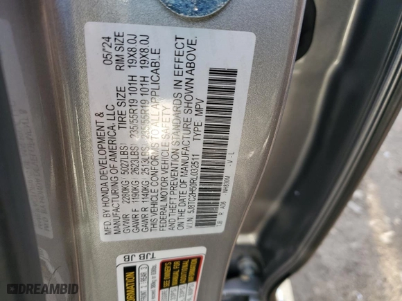 2024 Acura RDX w/Technology Package with VIN 5J8TC2H50RL032511, listed as a Copart auction lot 81593924 with 3,464 mi miles and Salvage Title. Bid and sale history available at carsss.com. Image 14.