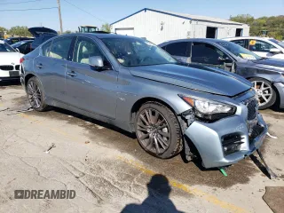 2016 Infiniti Q50 Red Sport 400 with VIN JN1FV7AR2GM451406, listed as a Copart auction lot 72990594 with Not Provided miles and Salvage Title. Bid and sale history available at DreamBid. Image 4.