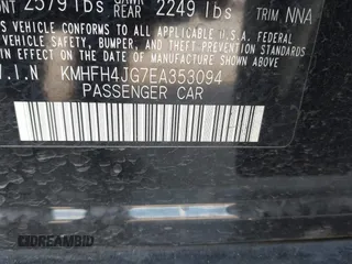 2014 Hyundai Azera Limited with VIN KMHFH4JG7EA353094, listed as a IAAI auction lot 41043222 with 184,924 mi miles and . Bid and sale history available at DreamBid. Image 9.