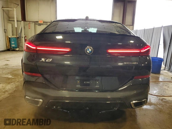 2025 BMW X6 xDrive40i with VIN 5UX33EX00S9W90983, listed as a Copart auction lot 46921935 with 25,566 mi miles and Clean Title. Bid and sale history available at carsss.com. Image 6.