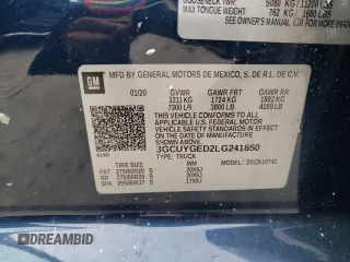 2020 Chevrolet Silverado 1500 LTZ with VIN 3GCUYGED2LG241850, listed as a Copart auction lot 47477065 with 31,589 mi miles and Salvage Title. Bid and sale history available at DreamBid. Image 13.