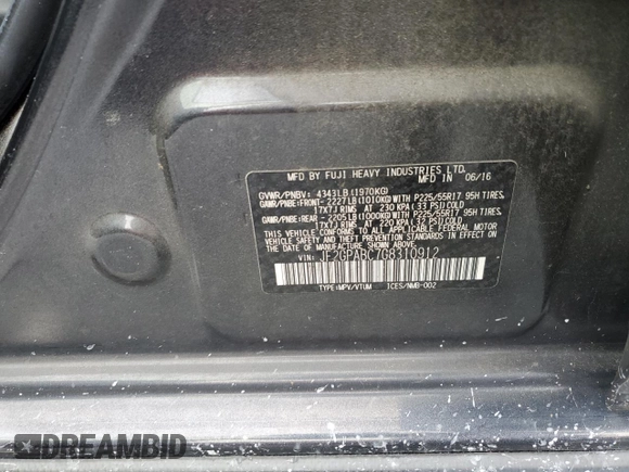 2016 Subaru Crosstrek Premium with VIN JF2GPABC7G8310912, listed as a Copart auction lot 61897025 with 125,394 mi miles and Salvage title. Bid and sale history available at DreamBid. Image 13.