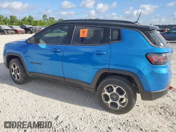 2022 Jeep Compass Trailhawk with VIN 3C4NJDDB6NT162831, listed as a Copart auction lot 66130235 with 34,762 mi miles and Salvage title. Bid and sale history available at DreamBid. Image 2.