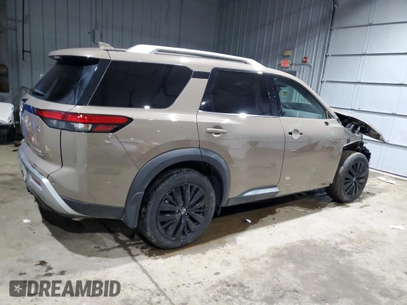 2024 Nissan Pathfinder Platinum with VIN 5N1DR3DK2RC229677, listed as a Copart auction lot 43374905 with 9,403 mi miles and Salvage title. Bid and sale history available at DreamBid. Image 3.